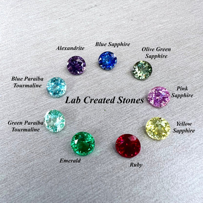 Green Round Stud Earrings, Green Paraiba Extra Facets Earrings, 14K White Gold Studs #6715