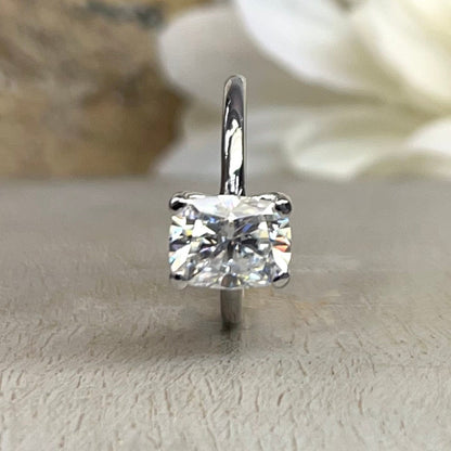 Cushion Cut Moissanite Engagement Ring 14K White Gold Cushion Cut Solitaire Engagement Rings For Women Simple Cushion Cut Wedding Ring #7310