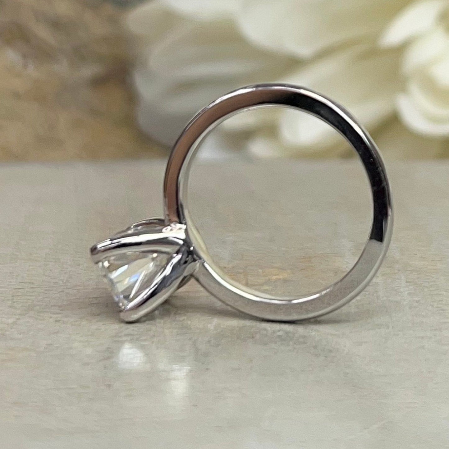 Cushion Cut Moissanite Engagement Ring 14K White Gold Cushion Cut Solitaire Engagement Rings For Women Simple Cushion Cut Wedding Ring #7310