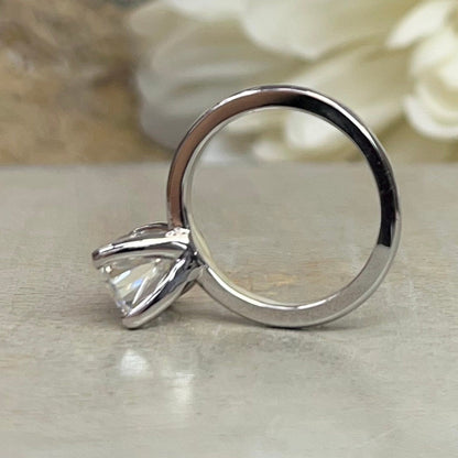 Cushion Cut Moissanite Engagement Ring 14K White Gold Cushion Cut Solitaire Engagement Rings For Women Simple Cushion Cut Wedding Ring #7310