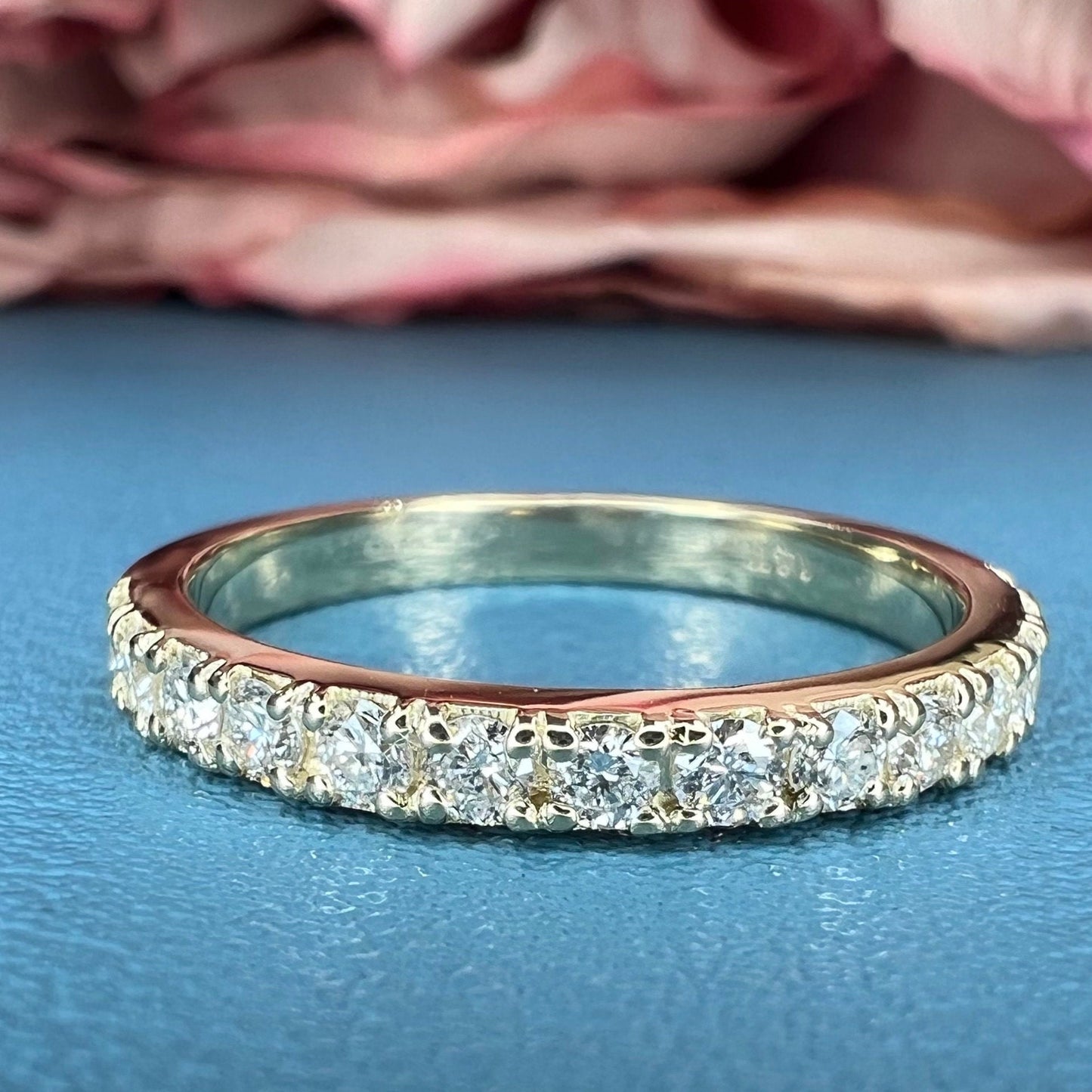Diamond Wedding Band , Moissanite Band , Dainty Diamond Ring , Delicate Diamond Ring , 14k Yellow Gold ,  Stackable Band , #6616 , #6615