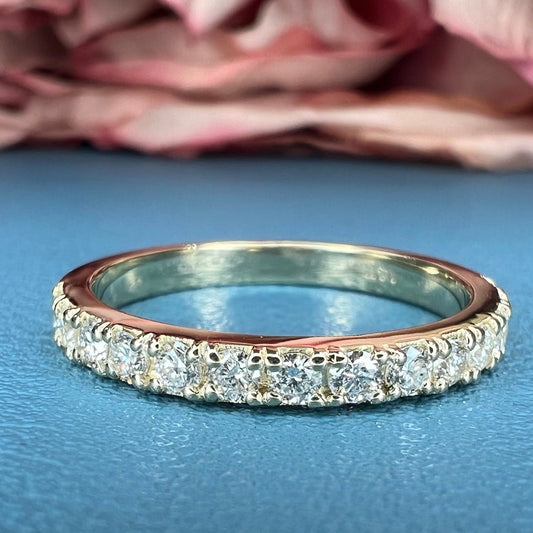 Diamond Wedding Band , Moissanite Band , Dainty Diamond Ring , Delicate Diamond Ring , 14k Yellow Gold ,  Stackable Band , #6616 , #6615