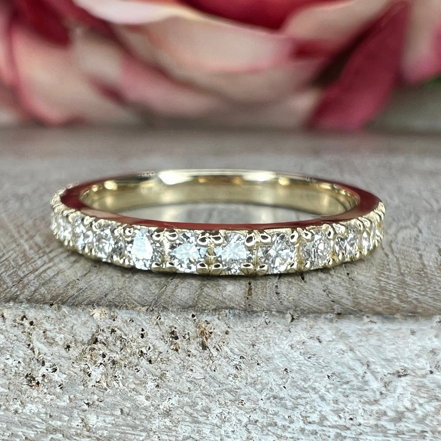 Diamond Wedding Band , Moissanite Band , Dainty Diamond Ring , Delicate Diamond Ring , 14k Yellow Gold ,  Stackable Band , #6616 , #6615
