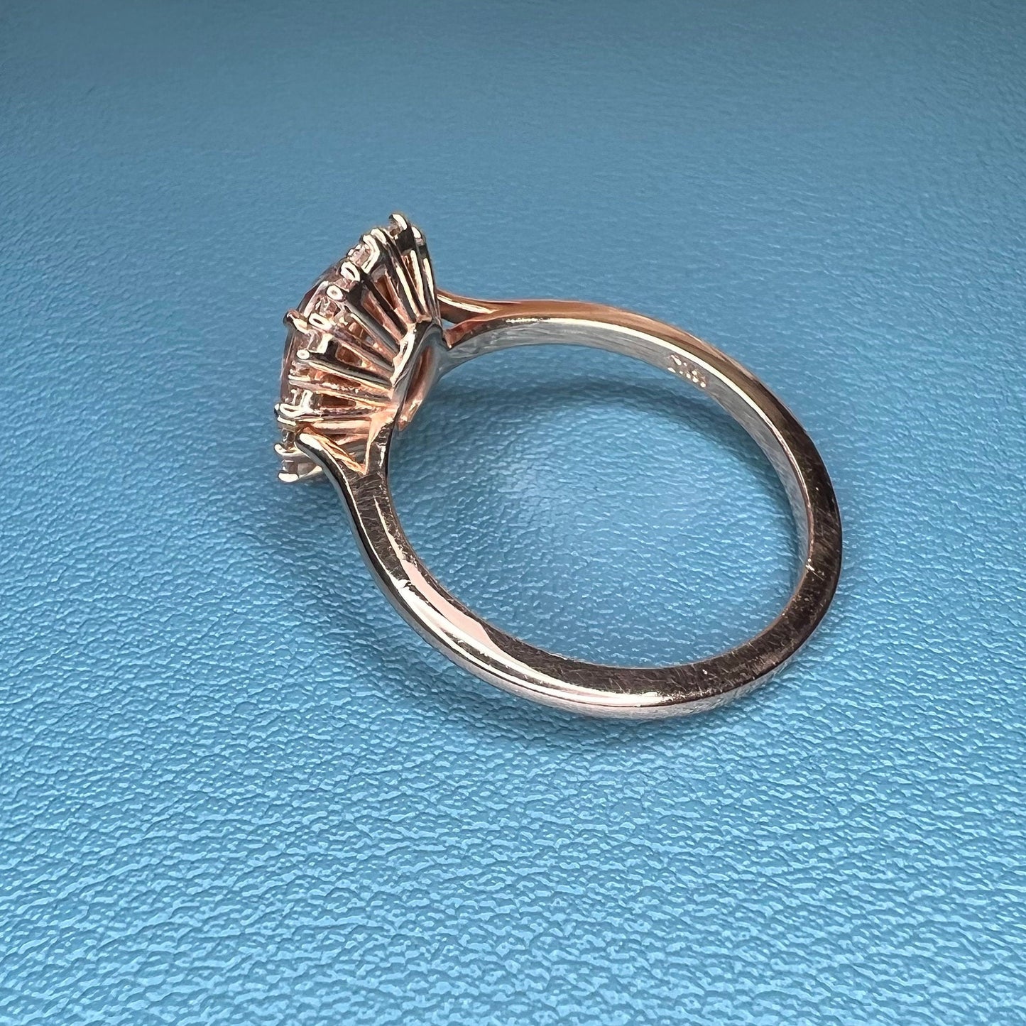 Morganite ring, rose gold ring, Oval shaped genuine morganite engagement ring, Peach morganite ladies wedding anniversary promise ring #7688
