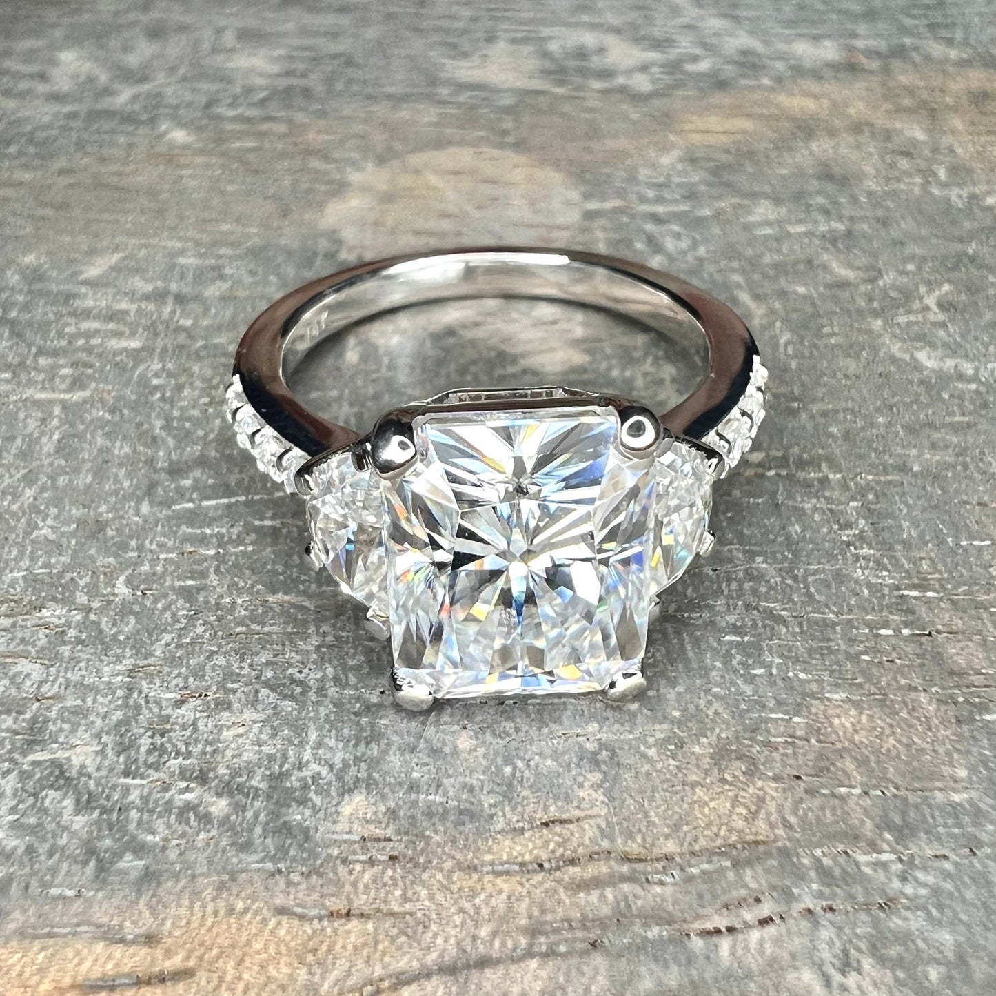 Moissanite Engagement Rings For Women Radiant Cut Wedding Ring 14K Solid White Gold,  #7179 Bridal Ring Solitaire Moissanite Engagement Ring
