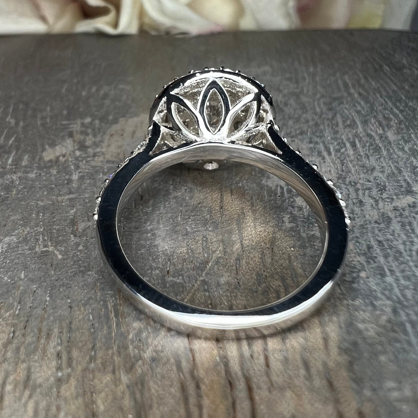 Lab grown diamond ring 14K  white gold, Round cut lab grown diamond engagement ring 14k, Lab grown diamond ring with halo Unique ring