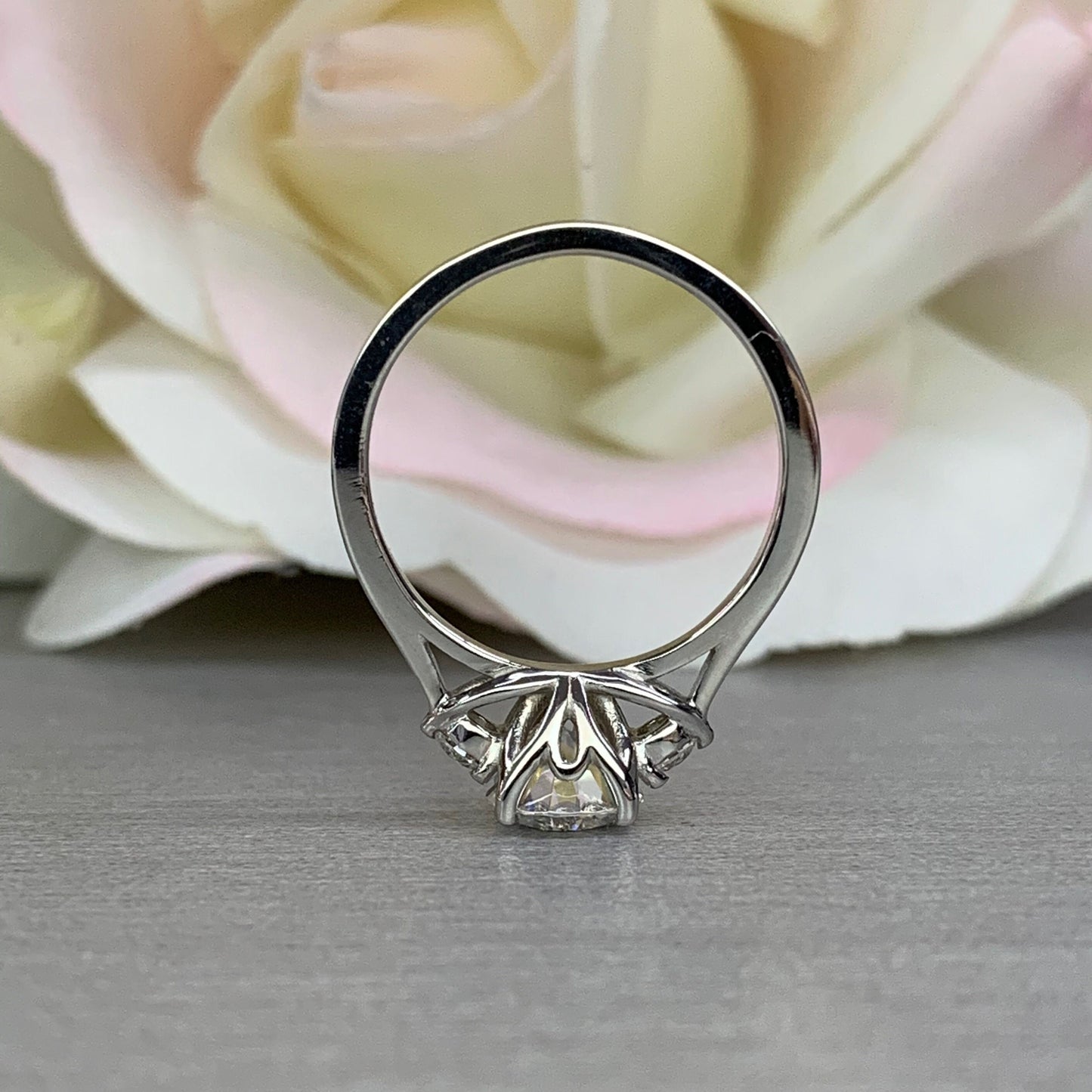 Round Three Stone Moissanite Engagement Ring White Gold , Simple Round Engagement Ring , Moissanite Wedding Ring Round Solitaire Rings #6375
