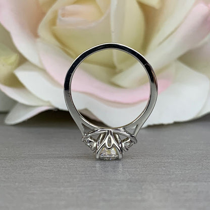 Round Three Stone Moissanite Engagement Ring White Gold , Simple Round Engagement Ring , Moissanite Wedding Ring Round Solitaire Rings #6375