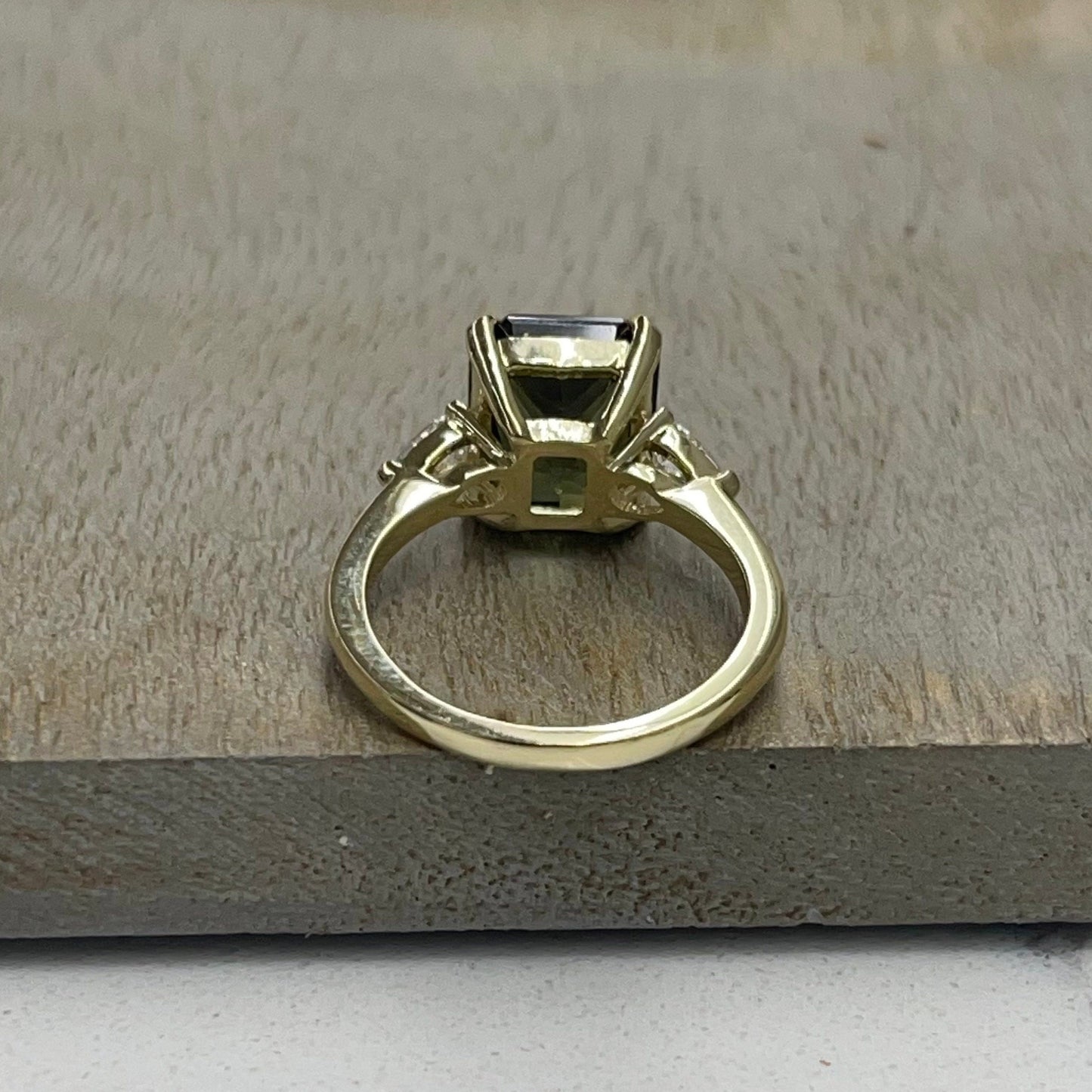 Radiant Cut Olive Green Sapphire Engagement Ring 14K White Gold Unique Vintage Olive Green Sapphire Engagement Rings Green Sapphire Ring