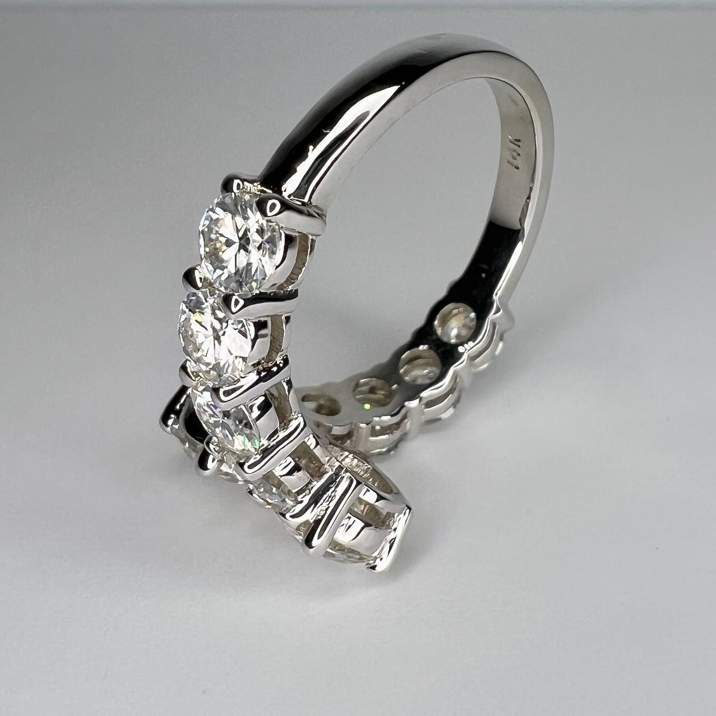 Toi Et Moi Bypass Ring White Gold Round Moissanite Bypass Ring For Women Dainty Ring Unique Promise Anniversary Bridal Wedding Ring, #7802
