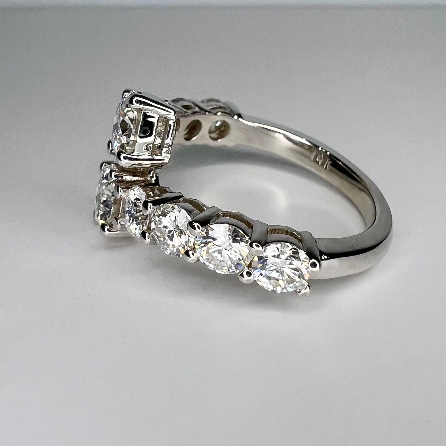 Toi Et Moi Bypass Ring White Gold Round Moissanite Bypass Ring For Women Dainty Ring Unique Promise Anniversary Bridal Wedding Ring, #7802