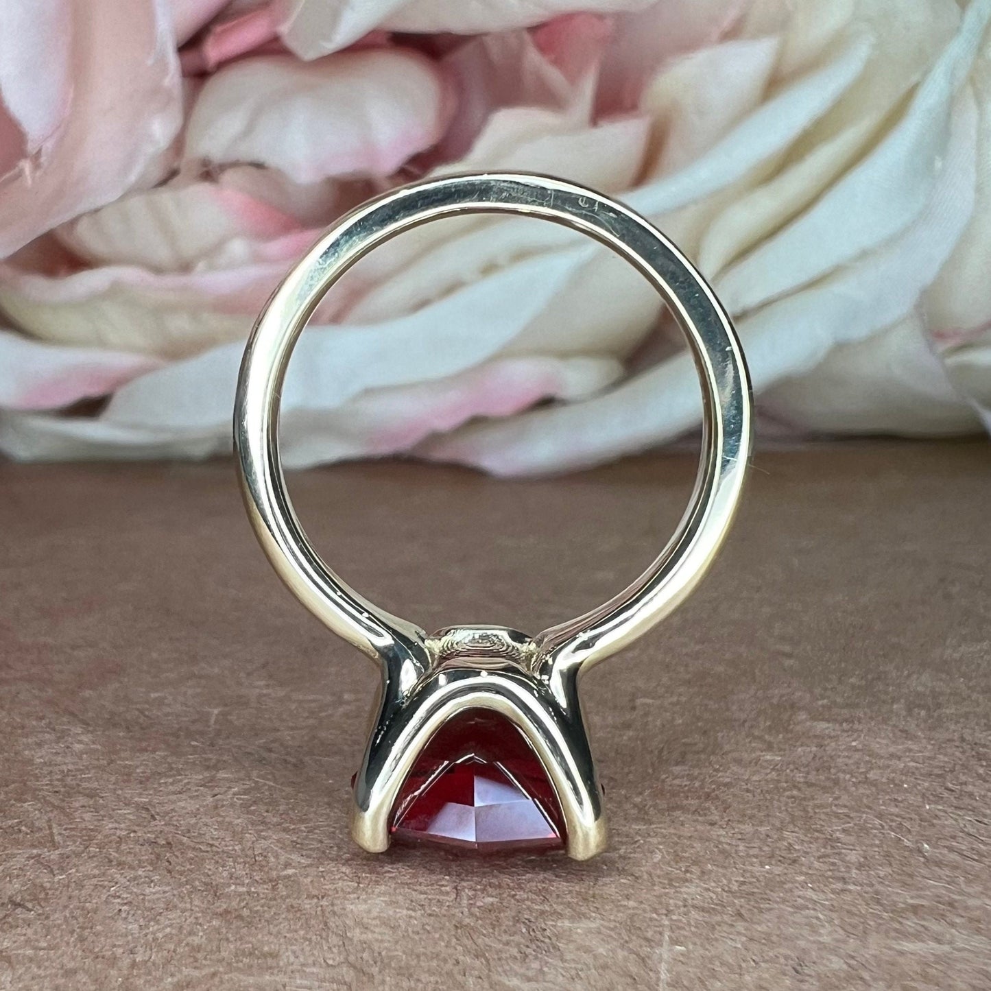 Octagon cut ruby engagement ring, 5.00ct solitaire ring, 14k yellow gold ladies ring #6455