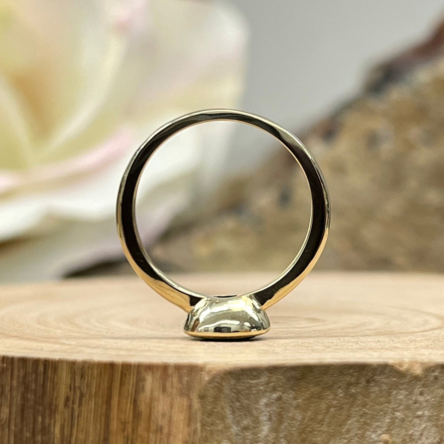 Oval Emerald Bezel Ring 14K Yellow Gold Sideways Oval Emerald Ring Dainty Stacking Emerald Promise Ring East West Oval Wedding Ring #7321