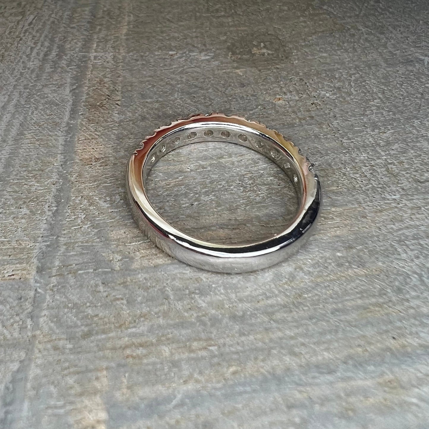 Moissanite stacking wedding band 14k white for yellow gold, dainty half eternity wedding band, matching eternity band stacking rings,  #7804