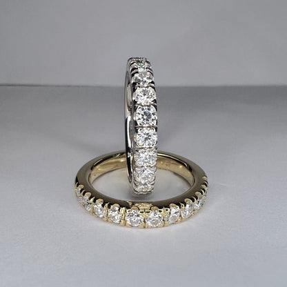 Moissanite stacking wedding band 14k white for yellow gold, dainty half eternity wedding band, matching eternity band stacking rings,  #7804