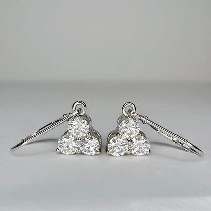 Moissanite Earrings, Dangle Earrings, Drop Earrings, Lever back Earrings, 1.50ctw. 14K White Gold #6907 #6908 #6909