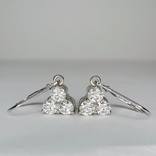 Moissanite Earrings, Dangle Earrings, Drop Earrings, Lever back Earrings, 1.50ctw. 14K White Gold #6907 #6908 #6909