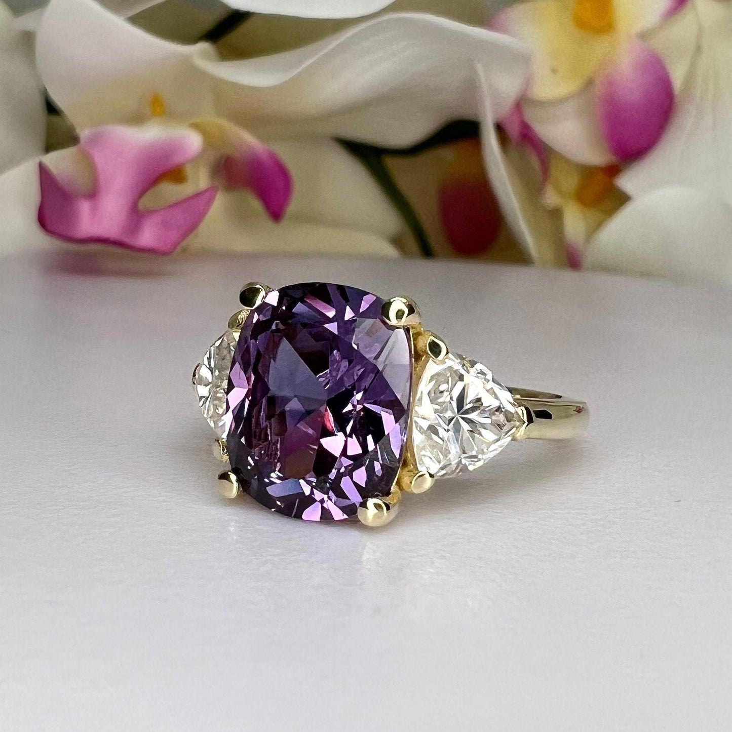 Alexandrite Engagement Ring, Alexandrite Ring, 14k White Gold, Cushion Cut Ring, Gift For Her, June Birthstone Ring, Purple Gemstone