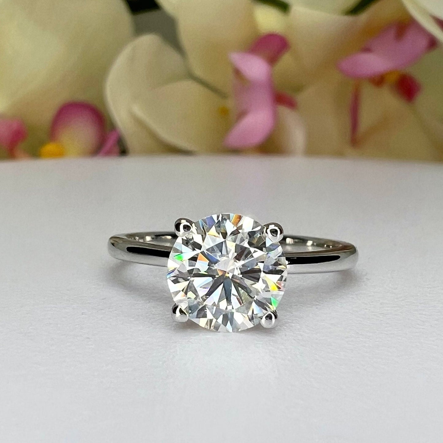 Four Prong Round Brilliant Lab Grown Diamond Solitaire Engagement Ring In 14k White Gold (1 Ct. Tw. - F-G / VS2-SI1)