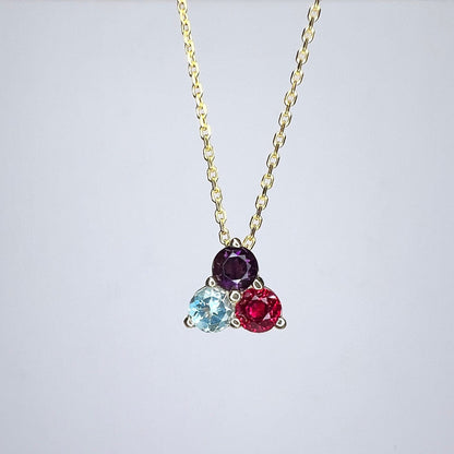 Mothers Birthstone Necklace 14k White Gold, Family Necklace, Grandmothers Birthstone Necklace, Cluster Necklace, Gemstone Necklace,  #6763