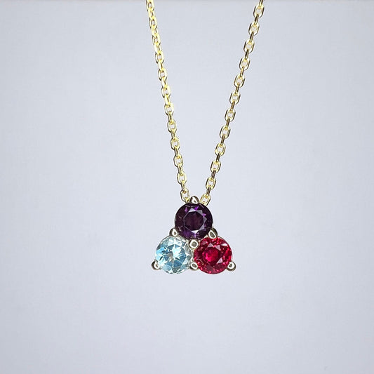 Mothers Birthstone Necklace 14k White Gold, Family Necklace, Grandmothers Birthstone Necklace, Cluster Necklace, Gemstone Necklace,  #6763