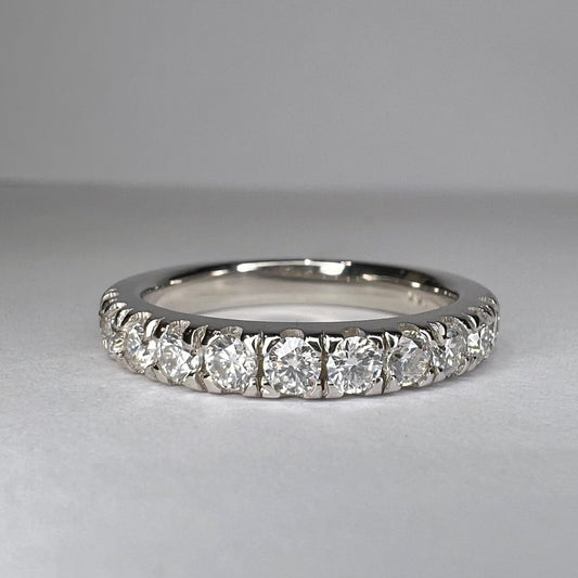 Moissanite stacking wedding band 14k white for yellow gold, dainty half eternity wedding band, matching eternity band stacking rings,  #7804