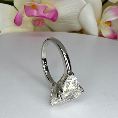 Moissanite Elongated Cushion Cut Engagement Ring, Elongated Cushion And Trillions Simulated Diamond Wedding Ring, 14k Gold Moissanite  #7011