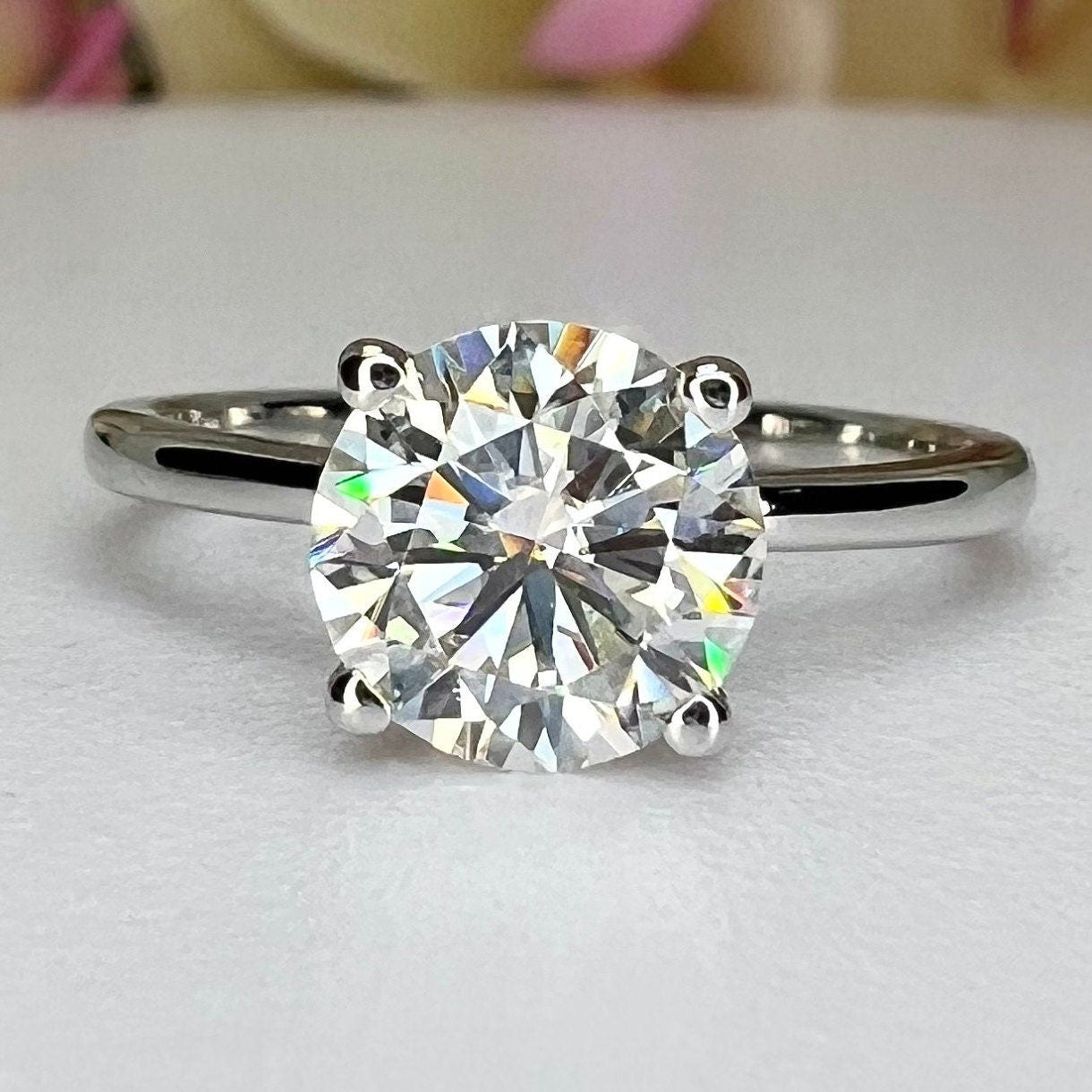Four Prong Round Brilliant Lab Grown Diamond Solitaire Engagement Ring In 14k White Gold (1 Ct. Tw. - F-G / VS2-SI1)