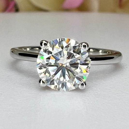 Four Prong Round Brilliant Lab Grown Diamond Solitaire Engagement Ring In 14k White Gold (1 Ct. Tw. - F-G / VS2-SI1)