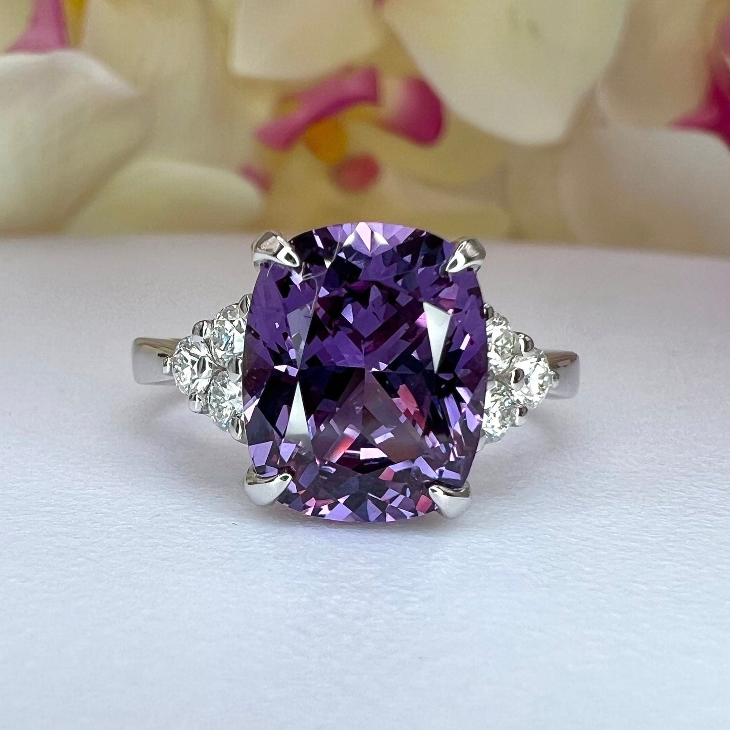 Alexandrite Engagement Ring, Moissanite Engagement Ring, Elongated Alexandrite And Moissanite Ring, June Birthstone, 14K White Gold