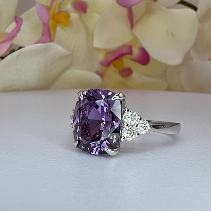 Alexandrite Engagement Ring, Moissanite Engagement Ring, Elongated Alexandrite And Moissanite Ring, June Birthstone, 14K White Gold