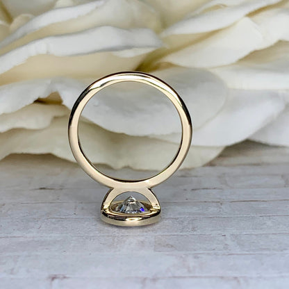 Moissanite Round Bezel Set Engagement Ring, Round Moissanite Solitaire Engagement Ring, 14k Gold Moissanite Bezel Set Wedding Ring, #6950