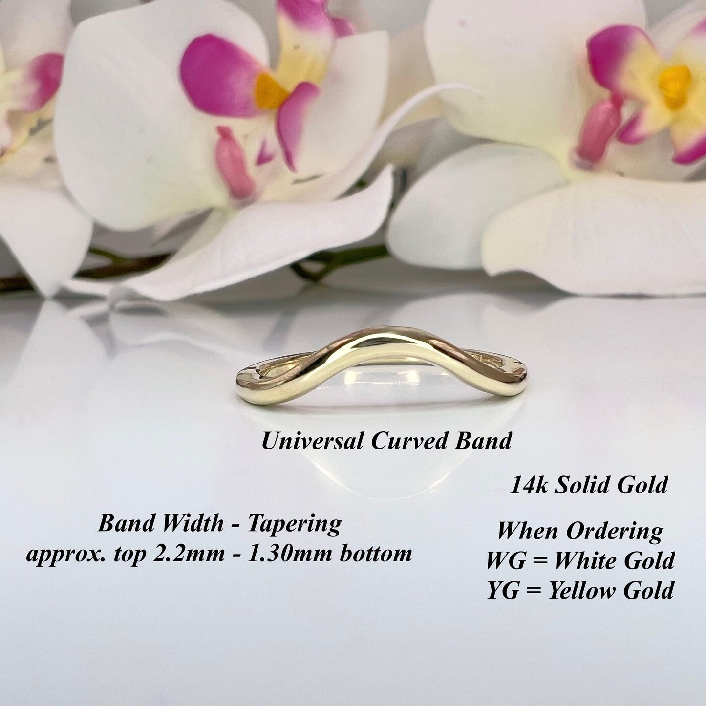 Engagement Matching Wedding Band For Her, 14k White Gold Curved Wedding Band, Universal Curved Wedding Ring For Ladies Engagement Ring #6266