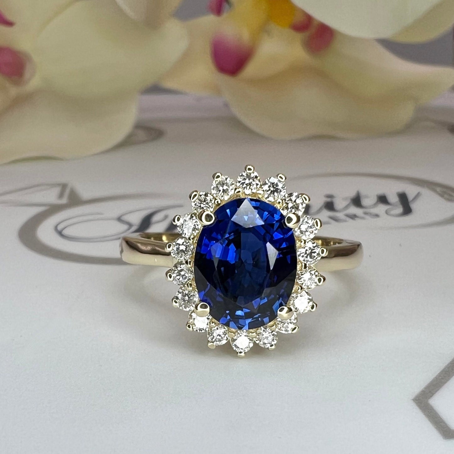 Oval Cut Blue Sapphire And Diamond Engagement Ring, 14k Gold Blue Sapphire With Diamond Halo Wedding Ring, September Birthstone Ring  #6236