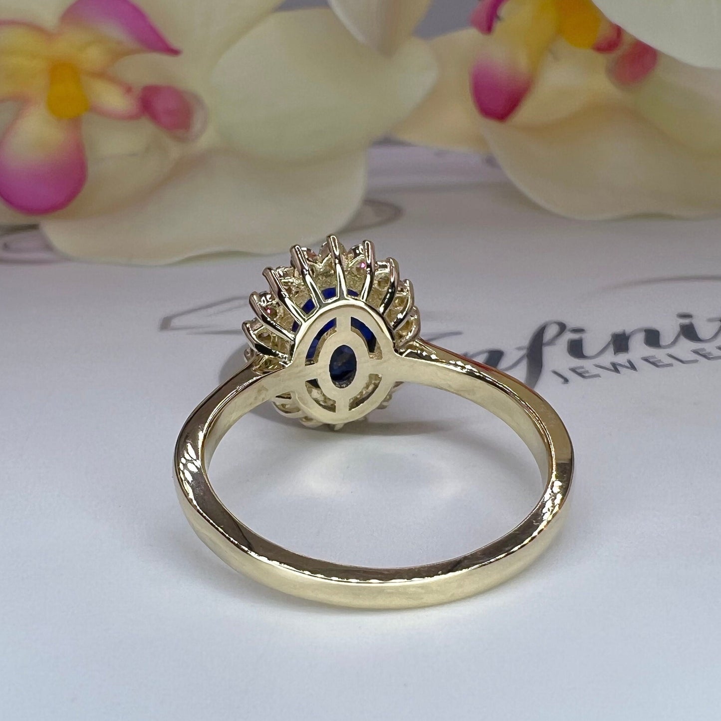 Oval Cut Blue Sapphire And Diamond Engagement Ring, 14k Gold Blue Sapphire With Diamond Halo Wedding Ring, September Birthstone Ring  #6236