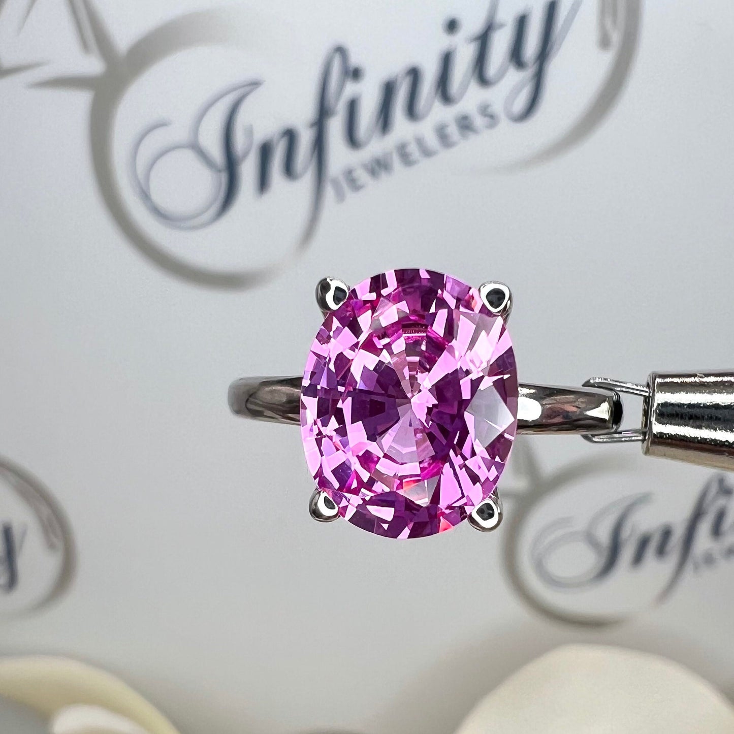 Pink Sapphire Solitaire Ring, Ladies Sapphire Engagement Ring, 14k White Gold Ring, Oval Sapphire Anniversary Ring, Birthstone Ring, #6448