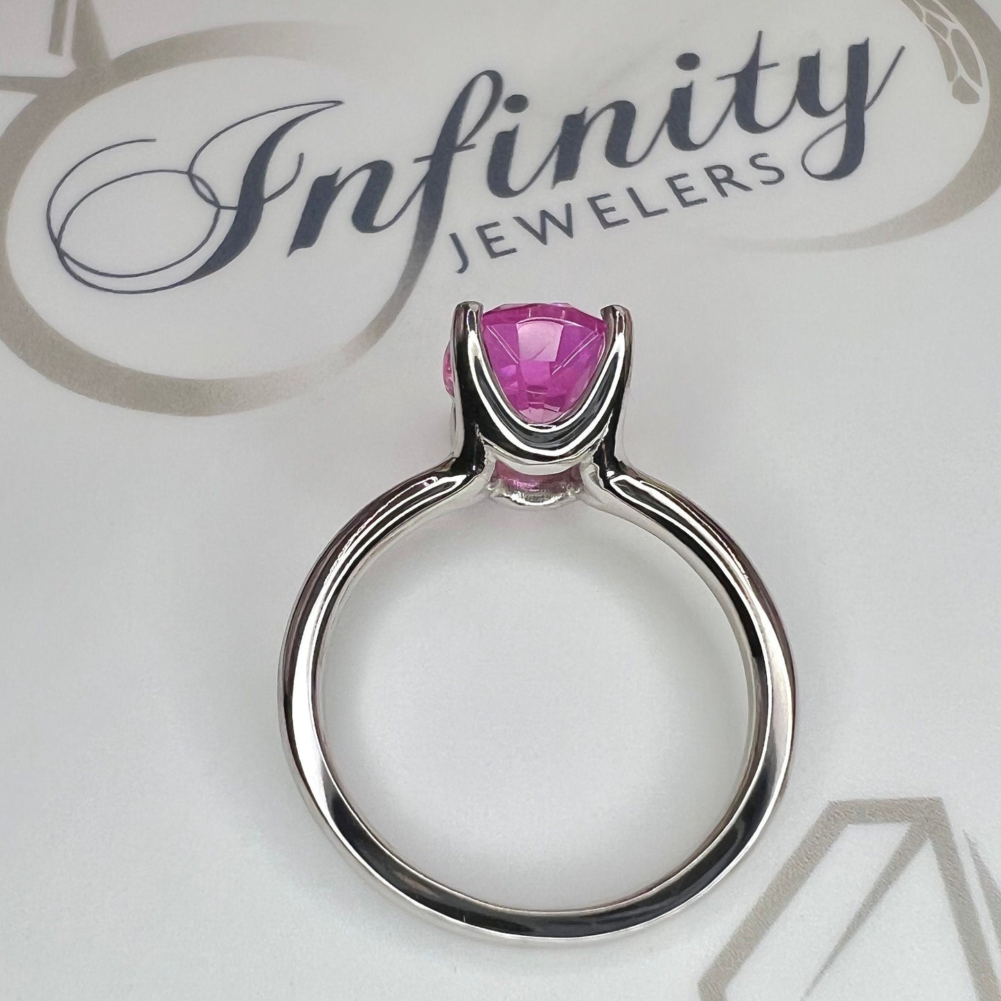 Pink Sapphire Solitaire Ring, Ladies Sapphire Engagement Ring, 14k White Gold Ring, Oval Sapphire Anniversary Ring, Birthstone Ring, #6448