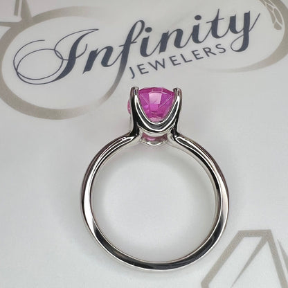 Pink Sapphire Solitaire Ring, Ladies Sapphire Engagement Ring, 14k White Gold Ring, Oval Sapphire Anniversary Ring, Birthstone Ring, #6448