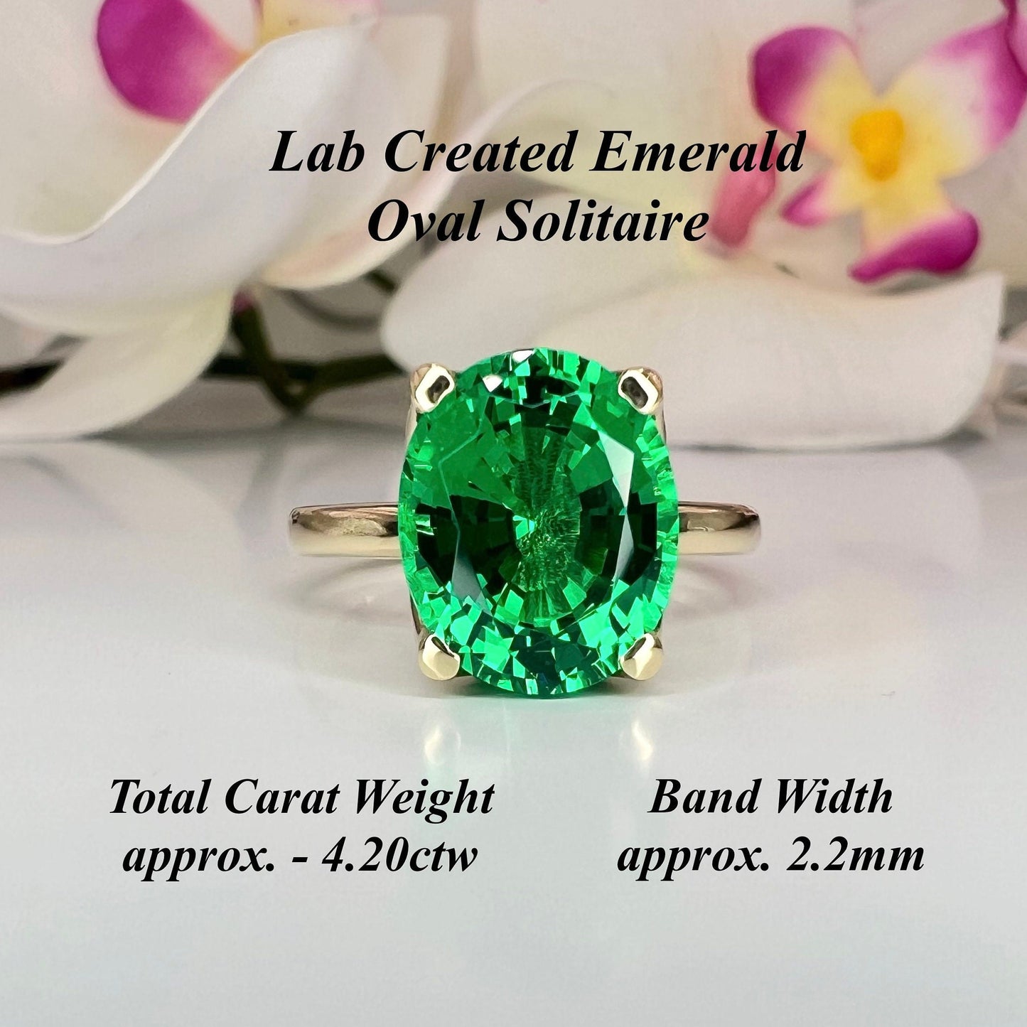 Emerald oval cut engagement ring 14k yellow gold emerald solitaire wedding anniversary promise ring May birthstone Simple emerald ring #5401