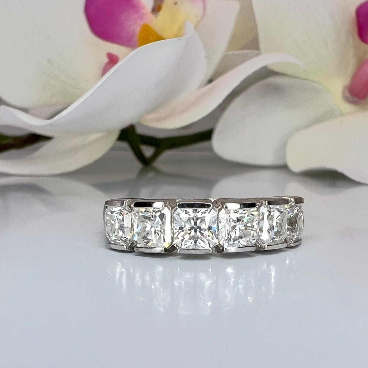 Lab grown diamond stacking wedding band, half eternity diamond matching wedding band solid gold, lab created diamond anniversary band