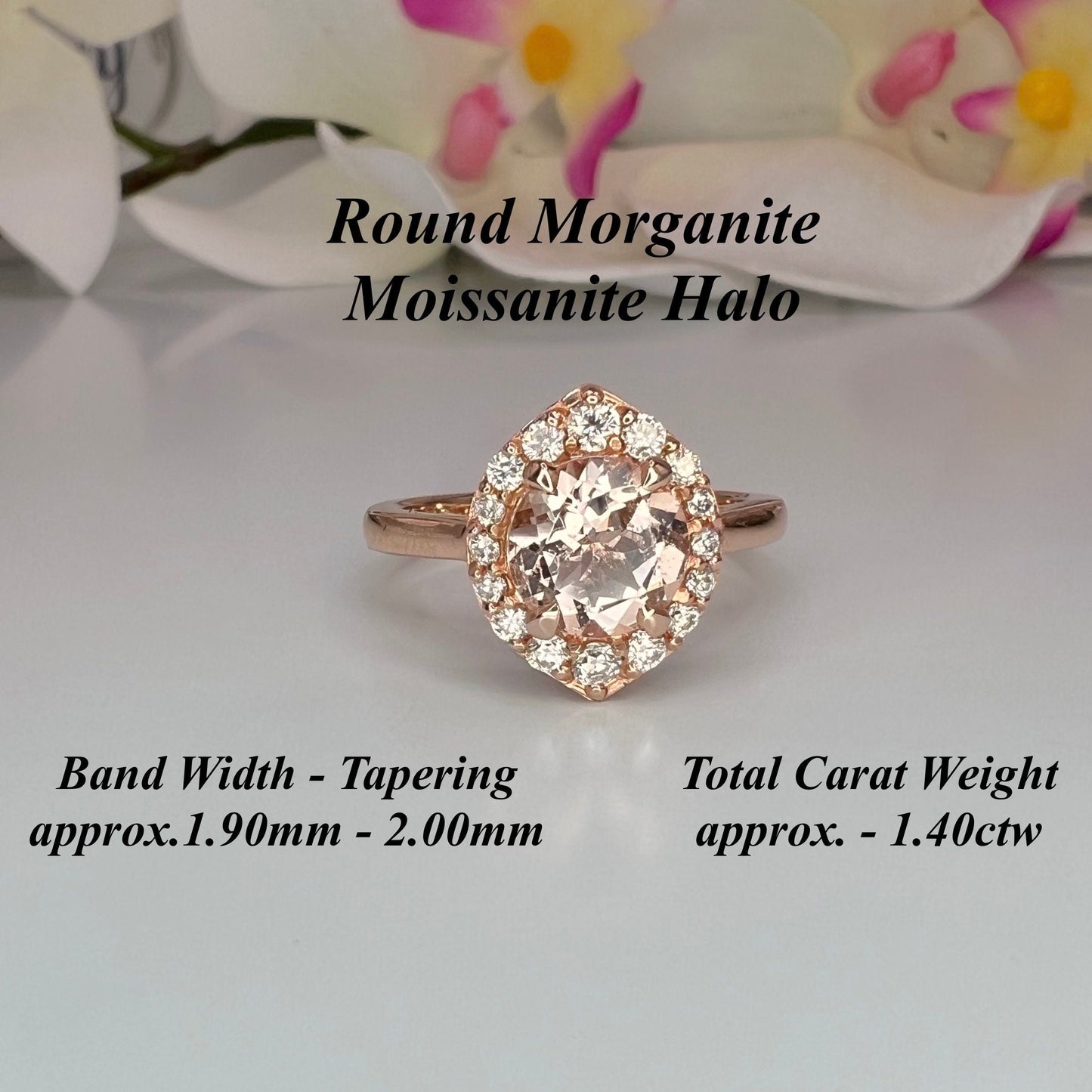 Morganite ring, rose gold ring round shaped genuine morganite engagement ring, Peach morganite ladies wedding anniversary promise ring #6414
