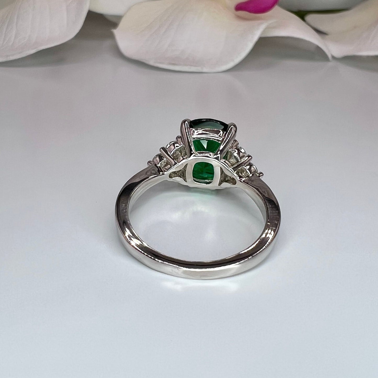 Emerald Engagement Ring, May Birthstone Ring, Elongated Cushion Cut Emerald Ring, Emerald Wedding Ring, Emerald Anniversary Ring,  #6650