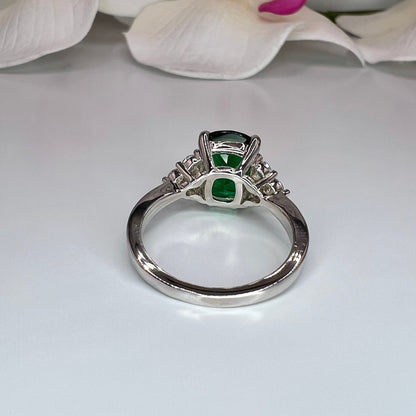 Emerald Engagement Ring, May Birthstone Ring, Elongated Cushion Cut Emerald Ring, Emerald Wedding Ring, Emerald Anniversary Ring,  #6650