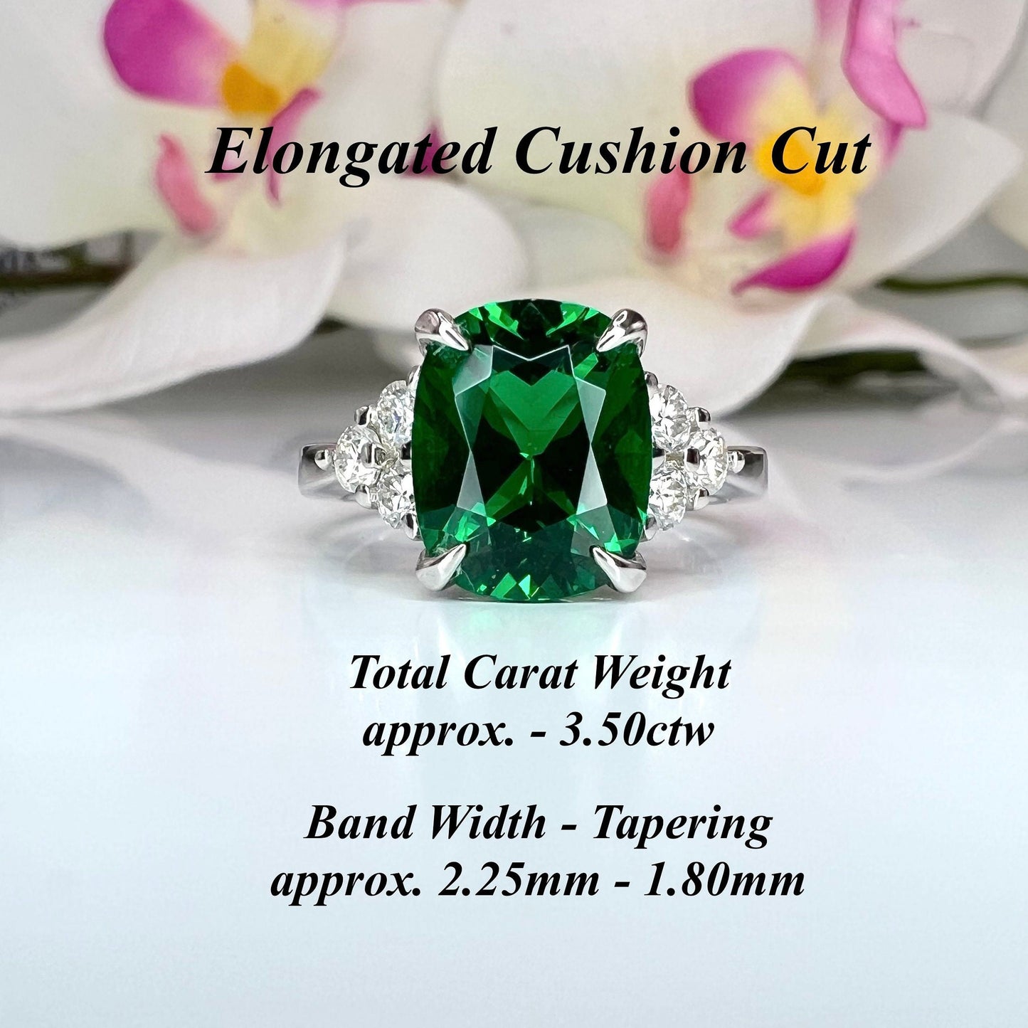 Emerald Engagement Ring, May Birthstone Ring, Elongated Cushion Cut Emerald Ring, Emerald Wedding Ring, Emerald Anniversary Ring,  #6650