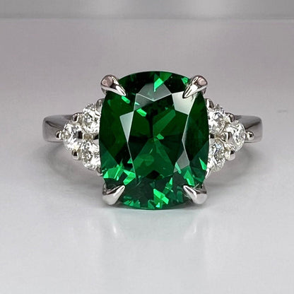 Emerald Engagement Ring, May Birthstone Ring, Elongated Cushion Cut Emerald Ring, Emerald Wedding Ring, Emerald Anniversary Ring,  #6650