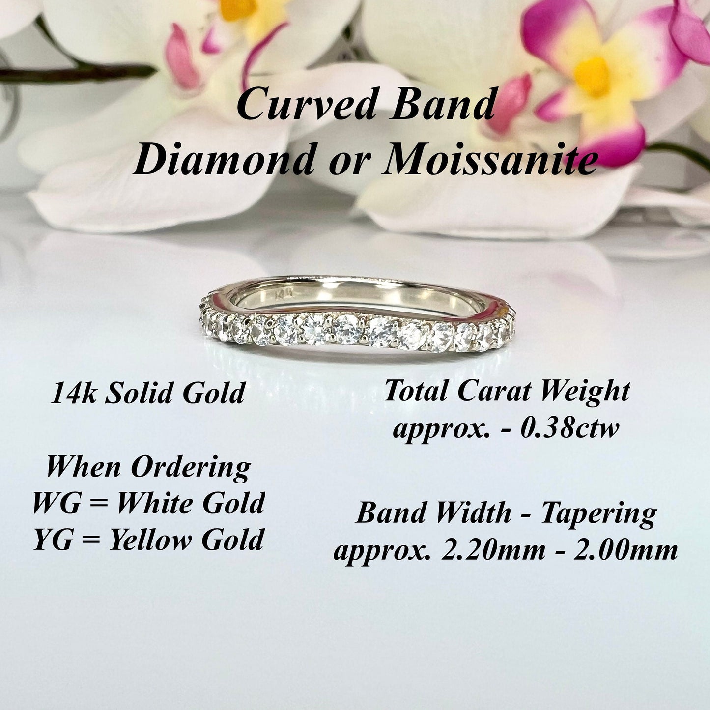 Ladies Round Pave Diamond Wedding Band, Curved Matching Band Diamond Wedding Ring, 14k Gold Moissanite Curved Anniversary Ring    #5722