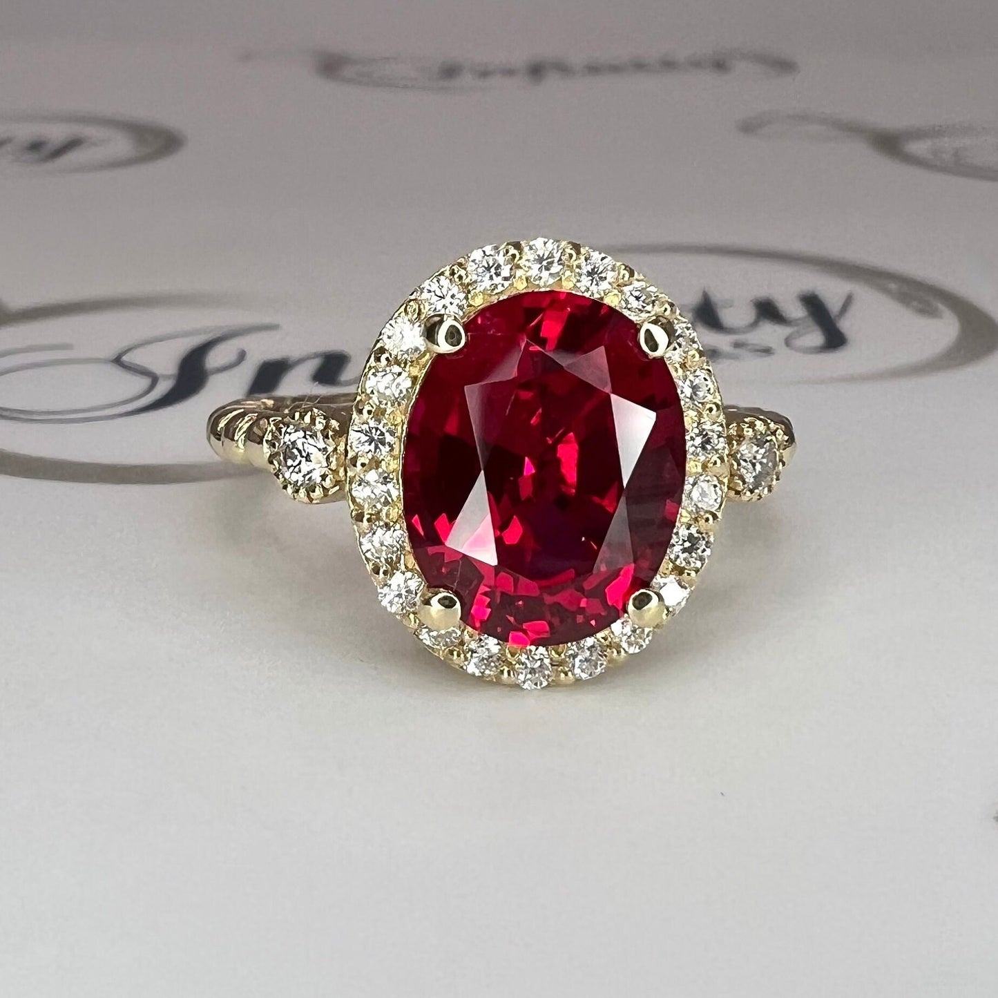 Vintage Ruby Oval Cut Engagement Ring 14K Solid Yellow Gold Unique Gold Ruby Ring With Moissanite Halo Anniversary Promise Wedding Ring 7384