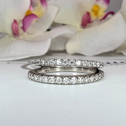 Moissanite wedding band 14k solid gold, matching diamond bridal wedding band, thin diamond wedding ring, dainty stacking diamond ring, #7265