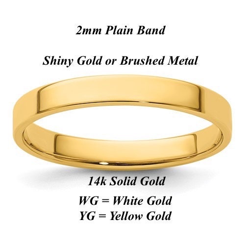 2mm Plain Gold Band 14k solid gold ring, thin gold band stacking gold band, thin gold wedding band 2mm gold ring gold stacking rings