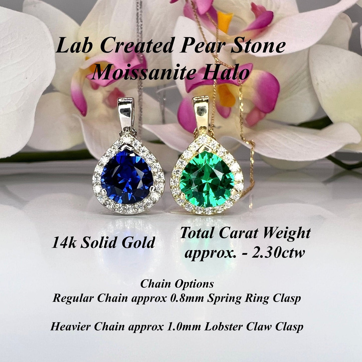 Gold Emerald Necklace, Pear Cut Emerald and Moissanite Pendant Necklace, Emerald Layering Gold Necklace, May Birthstone Necklace Women #7917